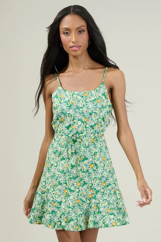 Trendy Summer Mini Dresses-Cassia Floral Eyelet Rudy Mini Dress