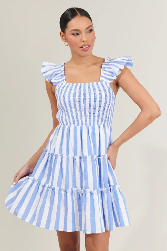 Floral Formal Mini Dresses-Fays Striped Smocked Mini Dress