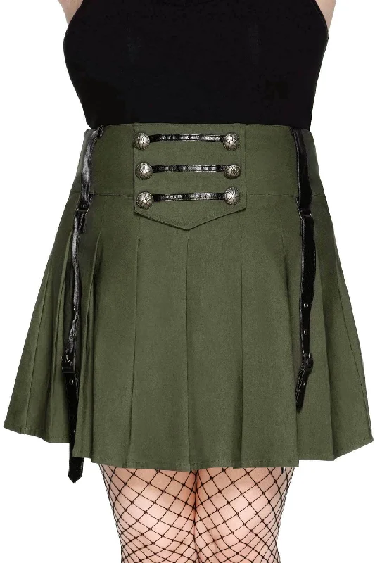 V Neck Casual Mini Dresses-Dark Academy Mini Skirt [KHAKI] [PLUS] - Resurrect