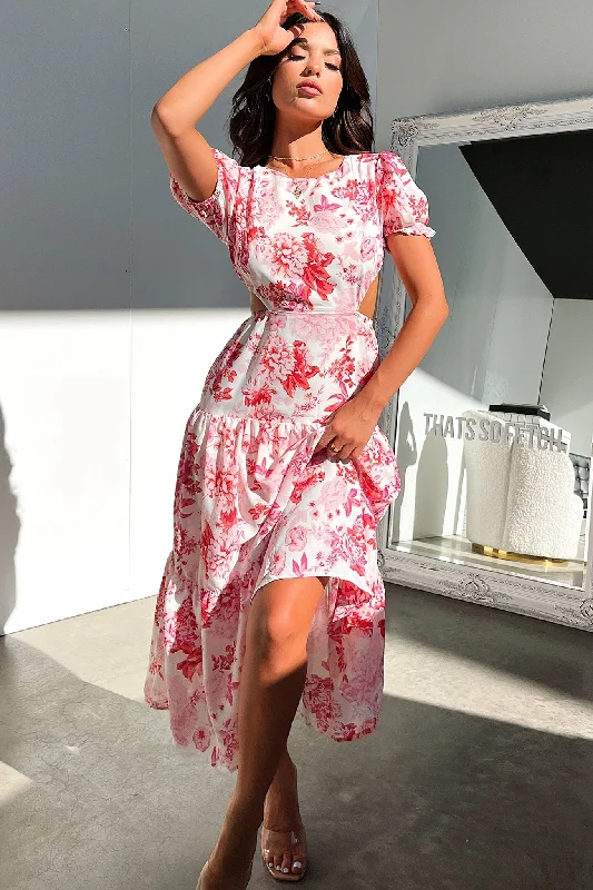 Sleeveless Midi Dresses-Sakia Midi Dress - Pink Floral