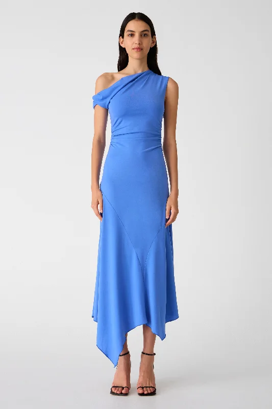 Vintage Satin Midi Dresses-Misha Alma Jersey Midi Dress - Cornflower Blue