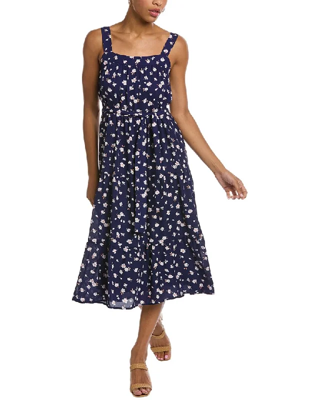 Teens Polka Dot Midi Dresses-Socialite Tiered Belted Midi Dress