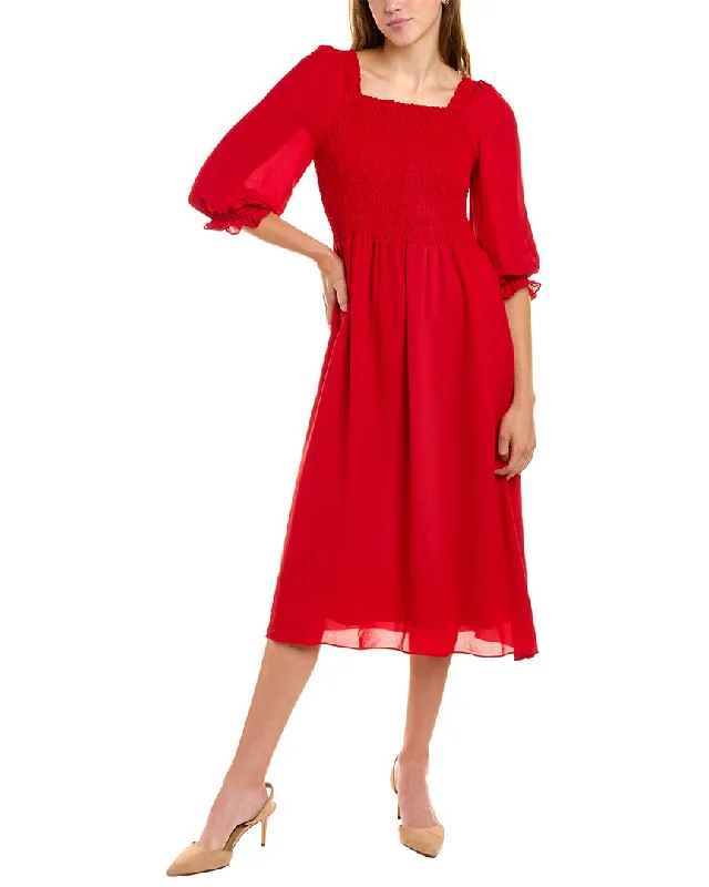 Elegant Winter Midi Dresses-Nanette by Nanette Lepore Smocked Midi Dress