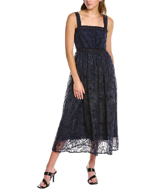 Velvet Beach Midi Dresses-ML Monique Lhuillier Lace Midi Dress