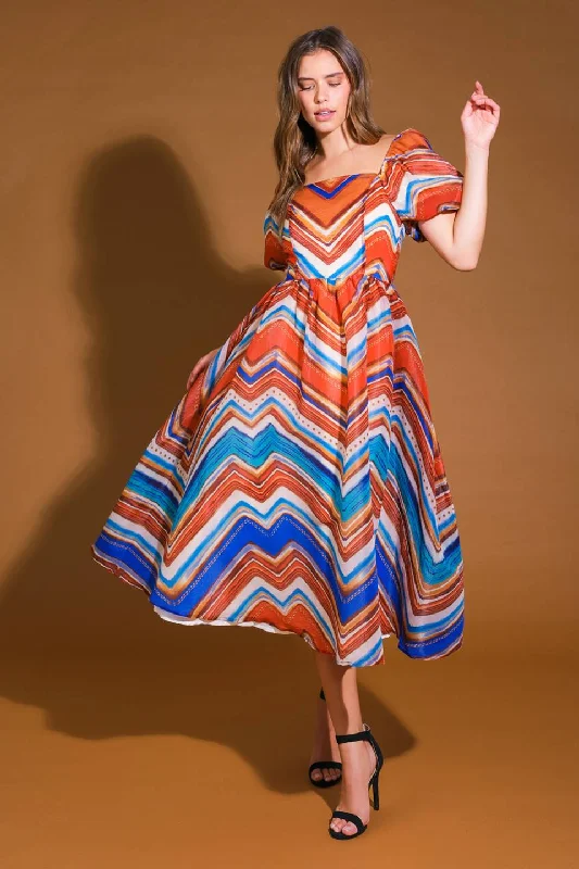 Plaid Vintage Midi Dresses-BRIGHT PERSONALITY WOVEN MIDI DRESS