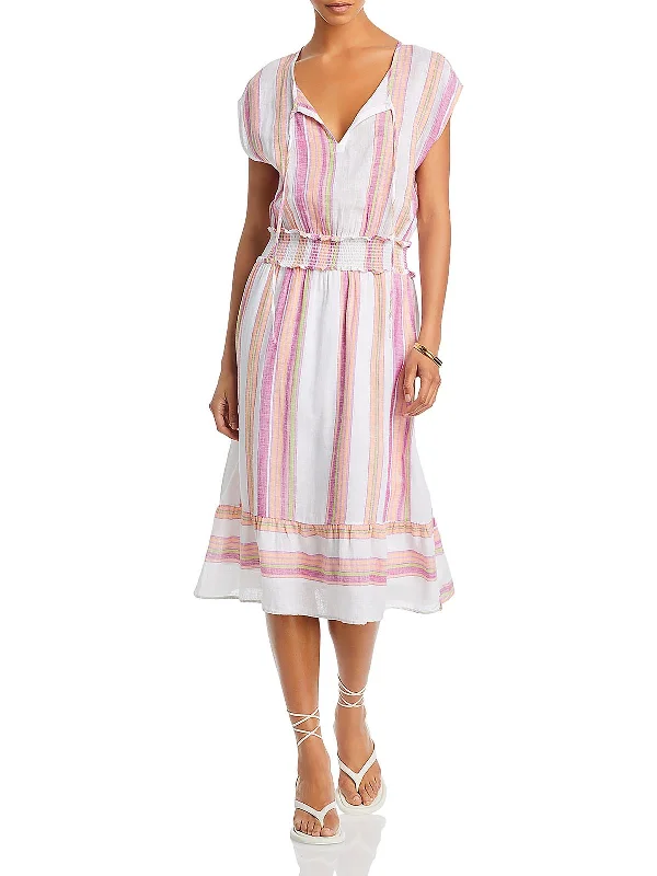 Plus Size Summer Midi Dresses-Womens Midi Striped Midi Dress