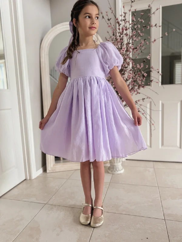 Chiffon Summer Midi Dresses-Lucy Girls Lilac Midi Dress