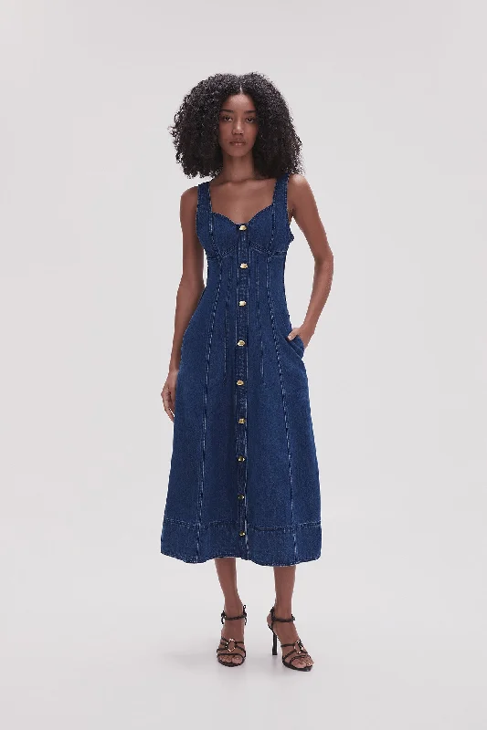 Lace Work Midi Dresses-May Denim Midi Dress