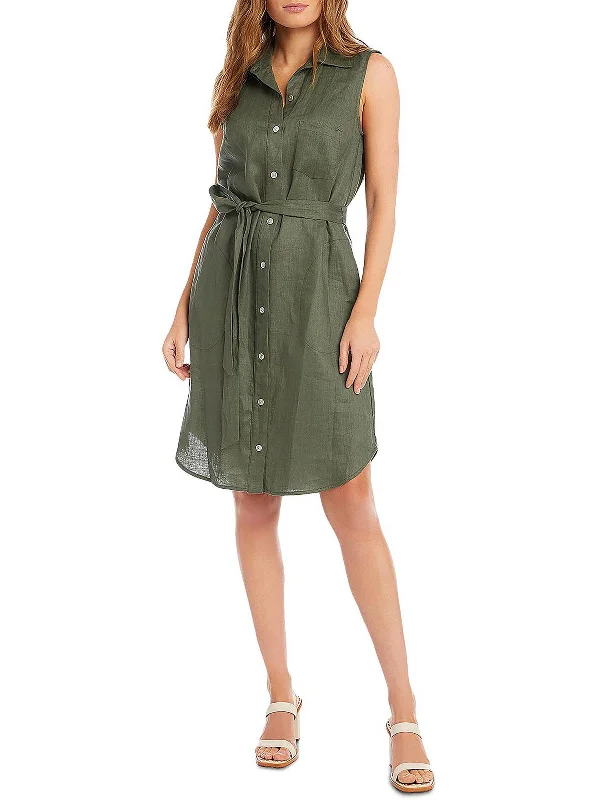 Chiffon Club Midi Dresses-Womens Collared Midi Shirtdress