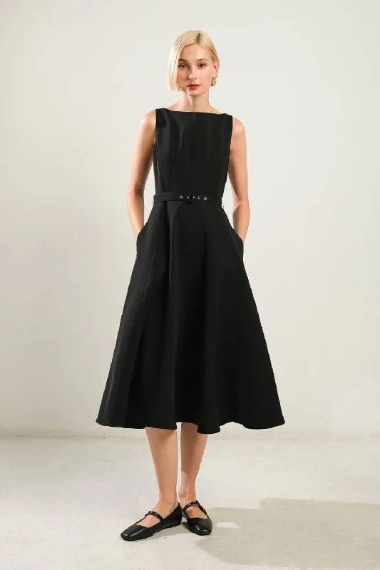 Formal Velvet Midi Dresses-LIVING THE DREAM WOVEN MIDI DRESS