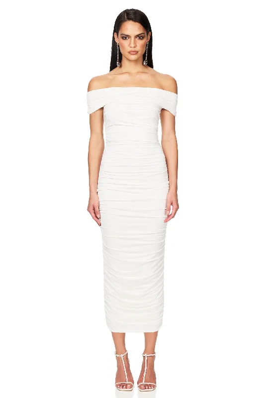 Cheap Casual Midi Dresses-Nookie Element Midi Dress - Ivory