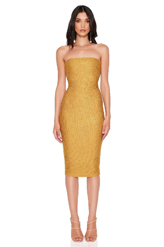 Petite Vintage Midi Dresses-Nookie Adriana Midi Dress - Gold