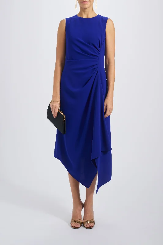 Beach Purple Midi Dresses-Draped Crepe Midi Dress