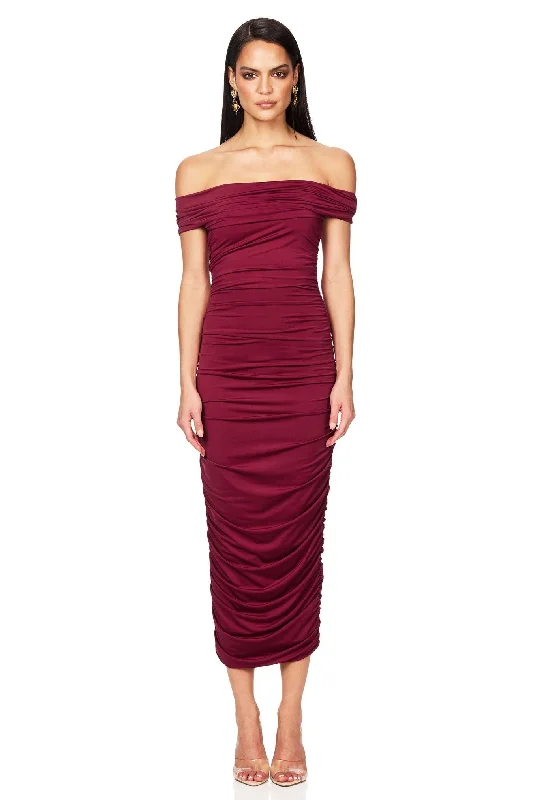 Sexy Winter Midi Dresses-Nookie Element Midi Dress - Magenta