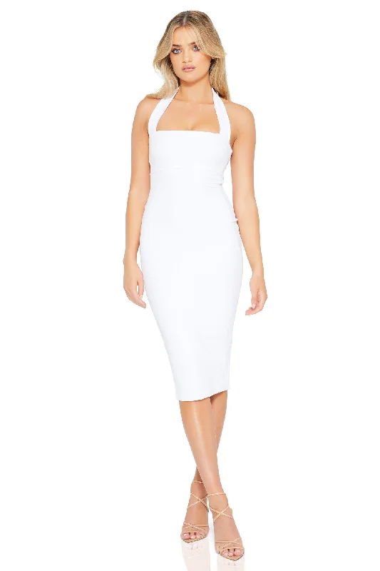 Leather Midi Dresses-Nookie Boulevard Midi Dress - White