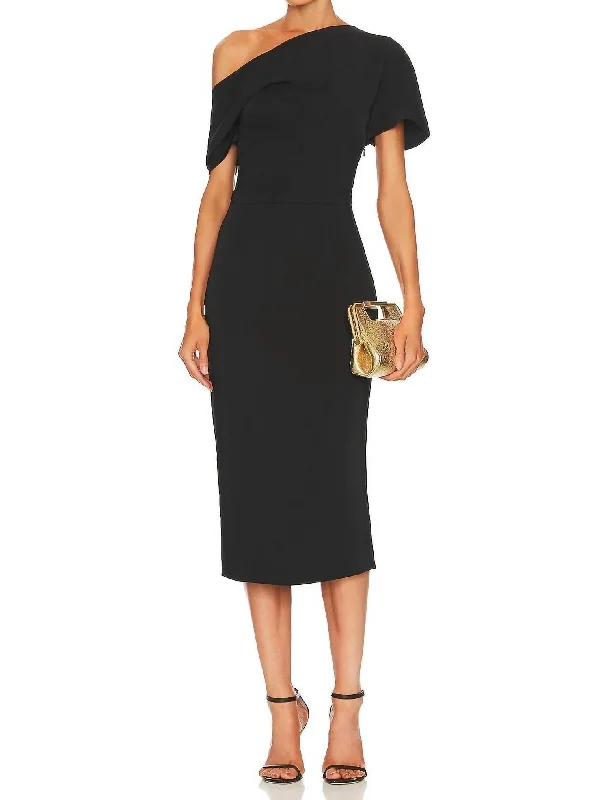 Embroidered Formal Midi Dresses-Alexis Midi Dress In Black