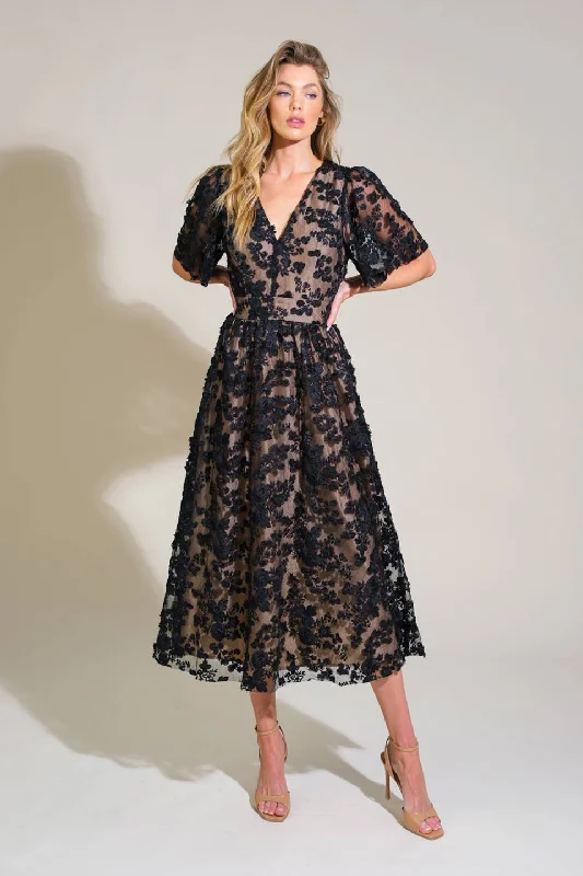 Denim Party Midi Dresses-RETURN SOMEDAY WOVEN LACE MIDI DRESS