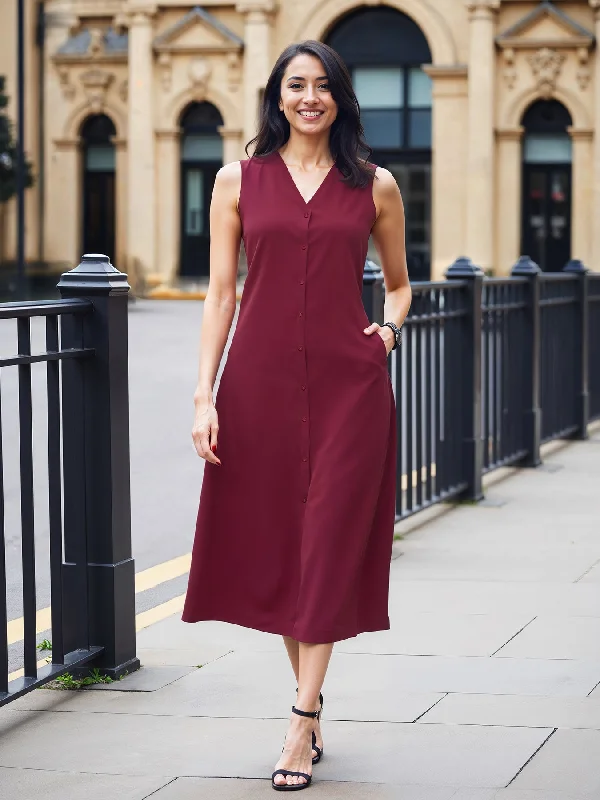 One Shoulder Club Midi Dresses-A-line Midi Dress - Maroon