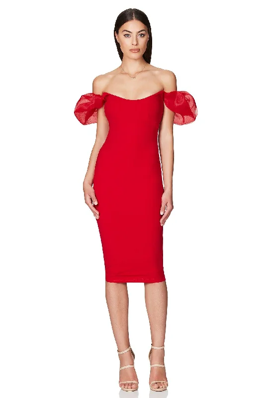 Elegant Party Midi Dresses-Nookie Eleganza Midi Dress - Red