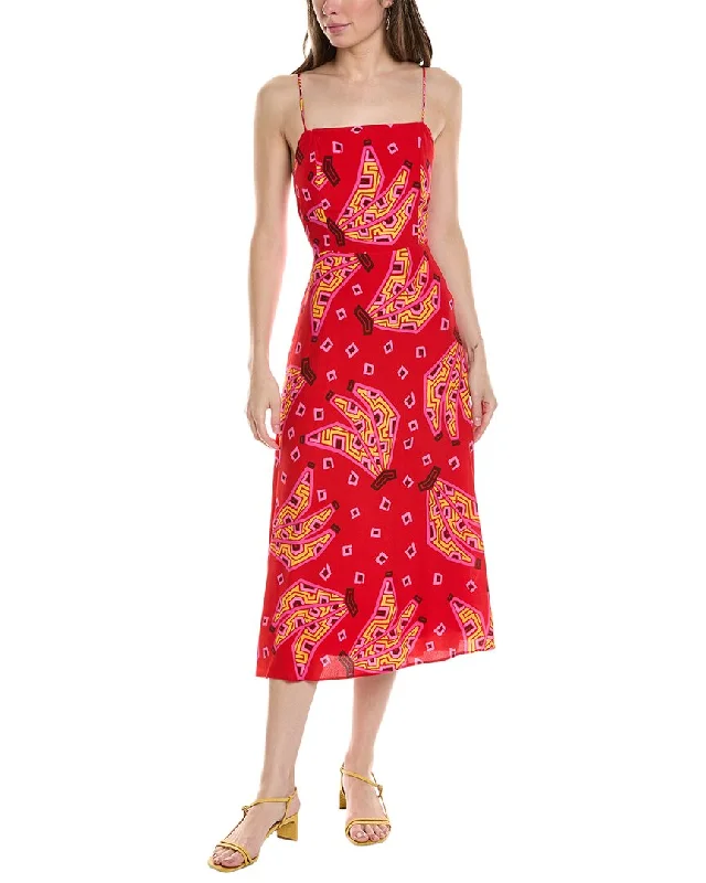 Cotton Red Midi Dresses-FARM Rio Midi Dress