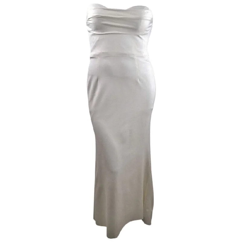 Grey Maxi Evening Dress-Adrianna Papell Women's Lola Strapless Gown (12, Ivory)