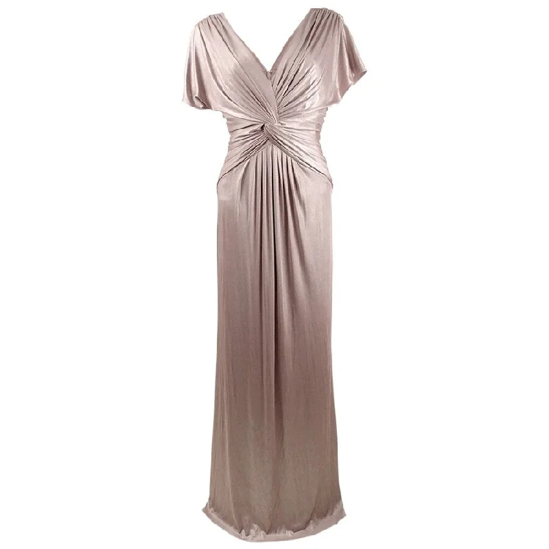 Women Gold Evening Dress-Adrianna Papell Women's Twisted Metallic Gown