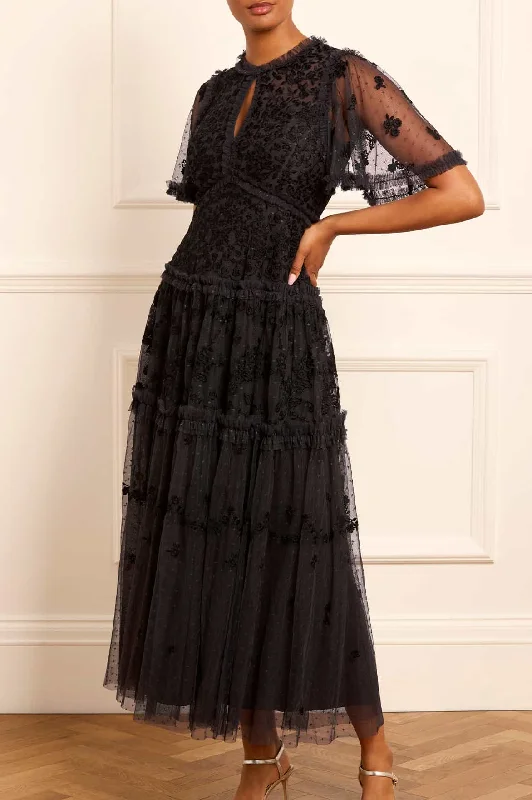 Black Vintage Evening Dress-Autumn Lace Ankle Gown