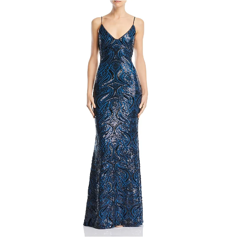 Trendy Satin Evening Dress-Avery G Womens Sequin Gown Dress, Blue, 6