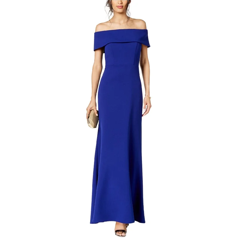 Betsy & Adam Womens Ruffled Back Gown Dress