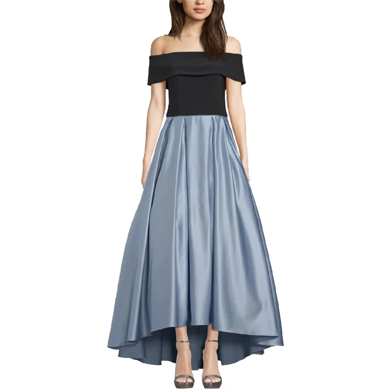 White Evening Dress-Betsy & Adam Womens Two Tone High Low Gown Dress, Blue, 8