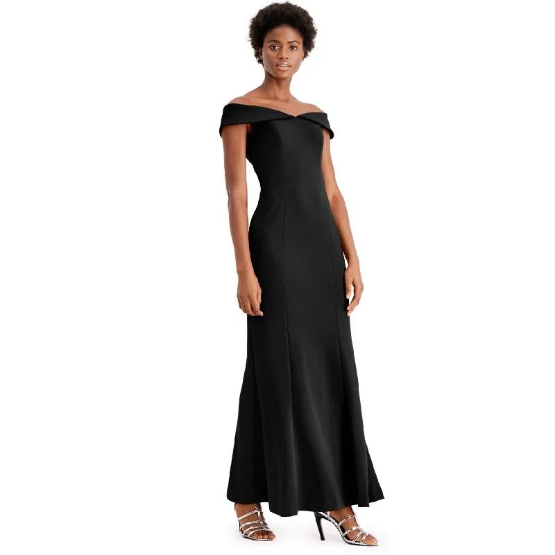 Sexy Evening Dress-Calvin Klein Womens Off-The-Shoulder Gown Sheath Dress, Black, 14