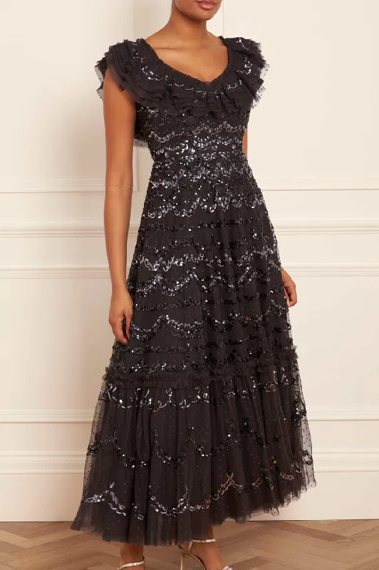 Sleeveless Black Evening Dress-Everthine Ankle Gown