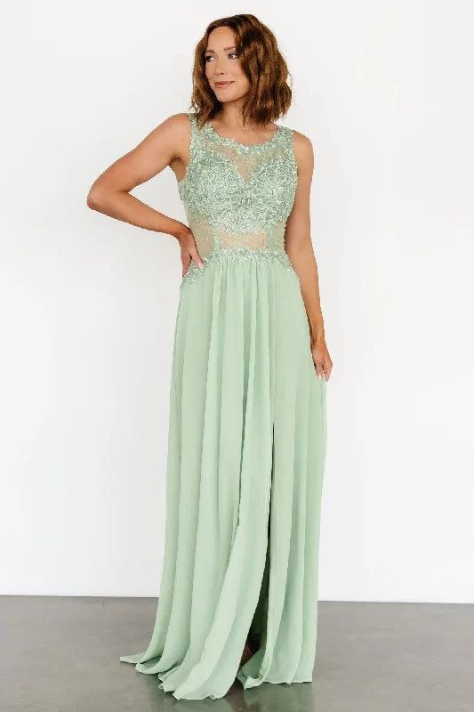 Teens Long Evening Dress-Konstantina Gown | Sage