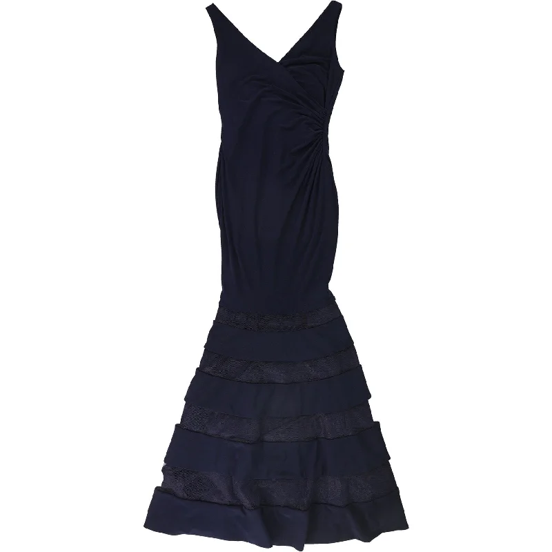 Strapless Blue Evening Dress-Ralph Lauren Womens Cleveland Tulle Stripe Gown Dress, Blue, 2