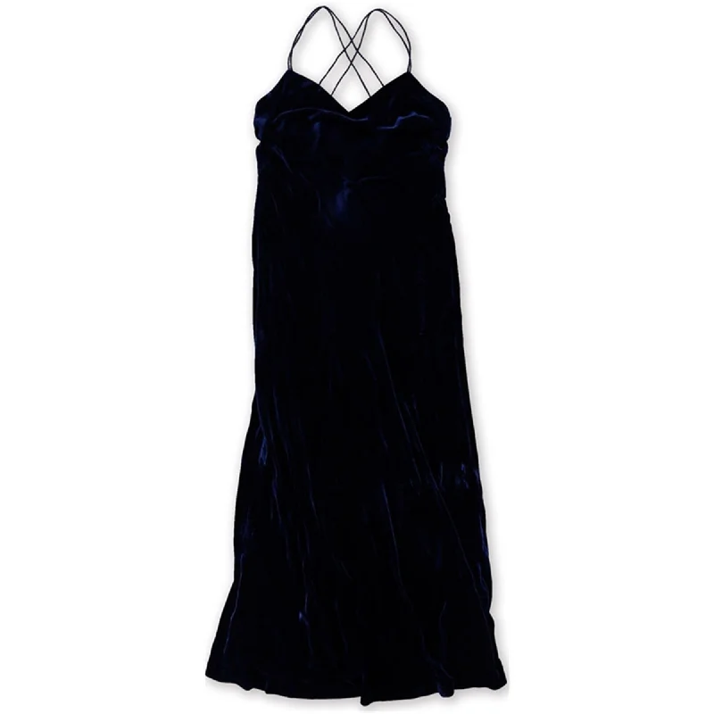 Maxi Orange Evening Dress-Ralph Lauren Womens Velvet A-line Gown Dress, Blue, 12