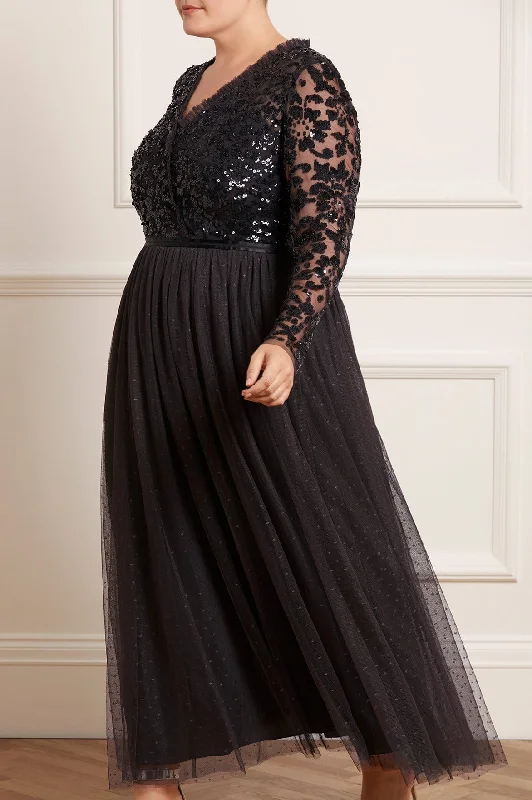 Trendy Evening Dress-Tempest V-Neck Bodice Ankle Gown