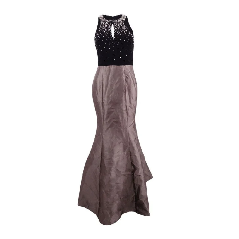 Sleeveless Black Evening Dress-Xscape Women's Embellished Open-Back Mermaid Gown