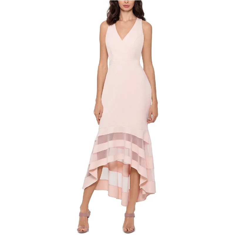 Xscape Womens Illusion Stripe Gown Dress