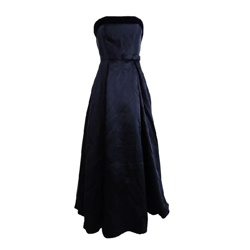 Velvet Geometric Evening Dress-Xscape Women's Strapless Velvet-Trim Ball Gown