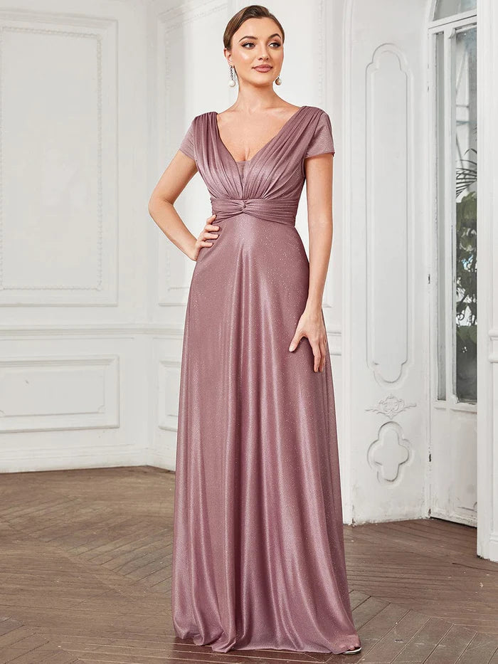 Ruffle Winter Maxi Dresses-Glitzy Pleated Sweetheart A-Line Long Mother of the Bride Dress