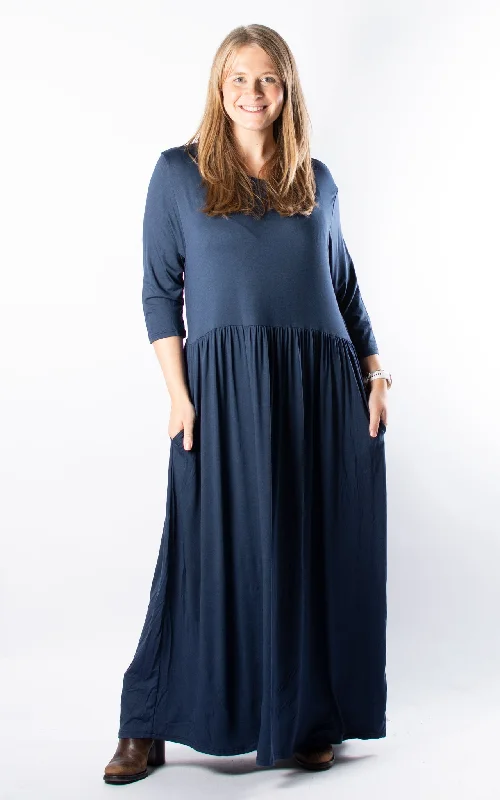 Boho Maxi Dresses-Nova Dress | 3/4 | Long | Navy