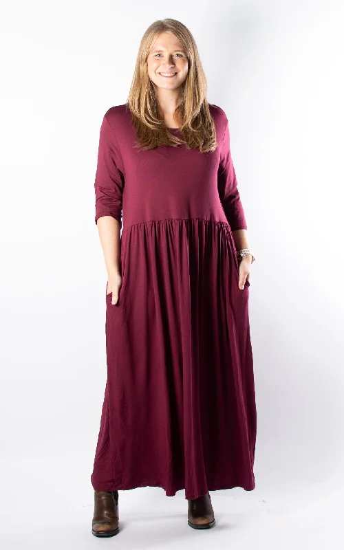 Black Maxi Dresses-Nova Dress | 3/4 | Long | Wine