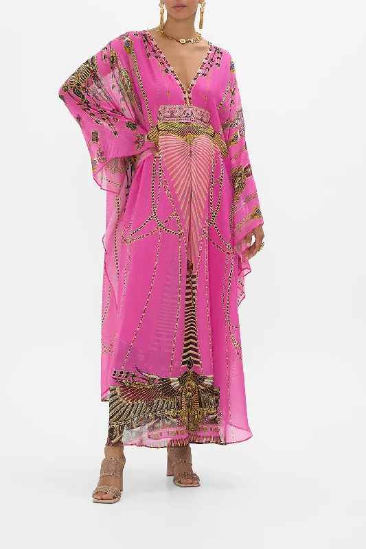 Petite Party Maxi Dresses-LONG KAFTAN WITH WAIST DETAIL SONG OF THE SCARAB