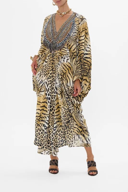 Geometric Maxi Dresses-T SHAPE LONG KAFTAN JAGUAR