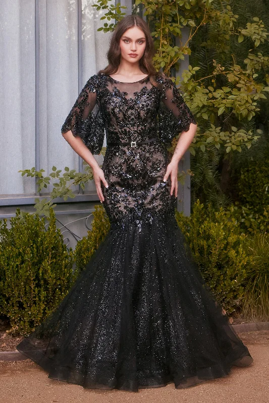 Long Sleeve Lace Evening Dress-Andrea and Leo A1377 Dress