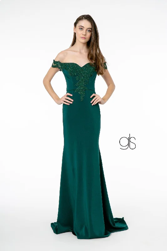 Prom Sexy Evening Dress-Lace Applique Long Off Shoulder Dress by Elizabeth K GL2958