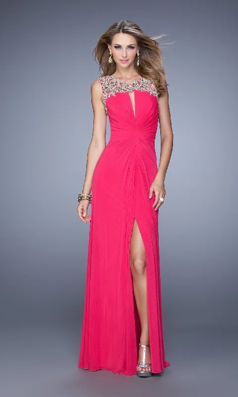 Red Vintage Maxi Dresses-Long Formal La Femme Dress 21293