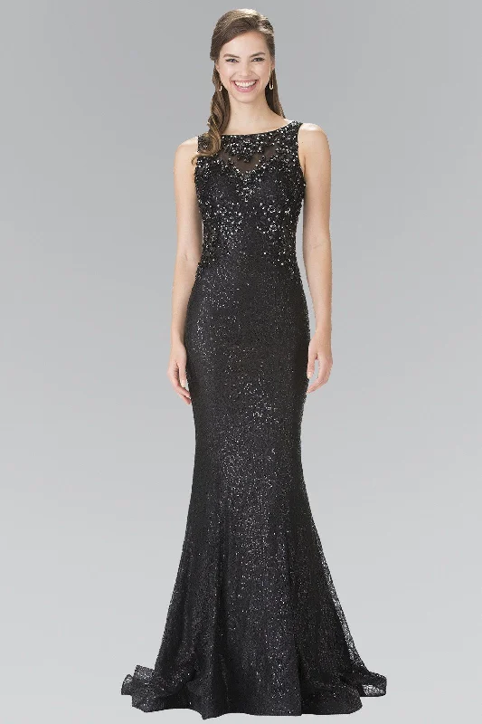 Short Formal Evening Dress-Long Flower Sequined Lace Dress by Elizabeth K GL2268