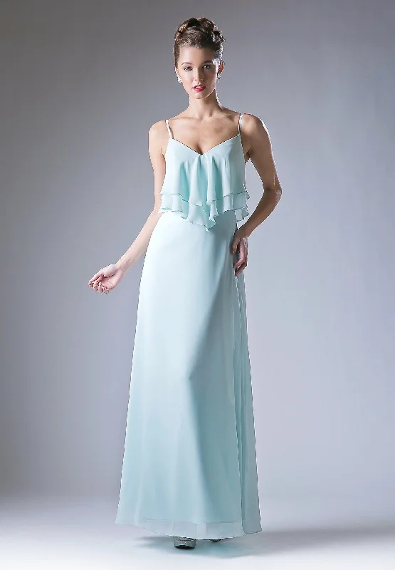 Teens Evening Dress-Long Chiffon Flounce Dress by Cinderella Divine CH537