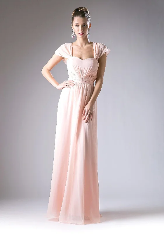 Pink Evening Dress-Short Sleeve Chiffon Gown by Cinderella Divine CH532